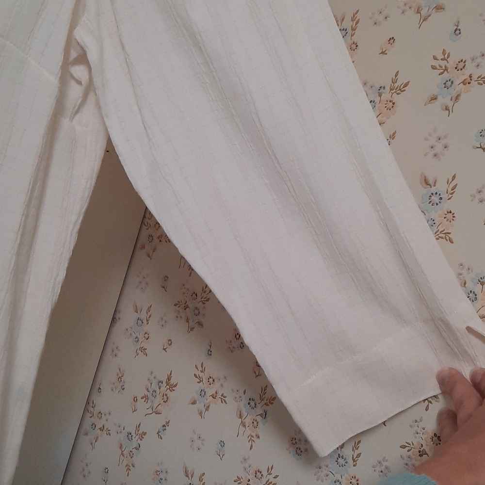 Button Down Cream Blouse With Stitched Detailing - image 8